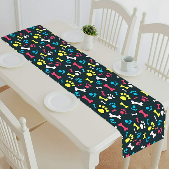 AUUXVA 13x70 inches Long Table Runner Animal Dog Paw Print Decorative Polyester Table Runners Tablelcoth for Home Coffee Kitchen Dining Table Party Banquet Holiday Decoration AUUXVA 13x70 inches Long Table Runner Animal Dog Paw Print Decorative Polyester Table Runners Tablelcoth for Home Coffee Kitchen Dining Table Party Banquet Holiday Decoration